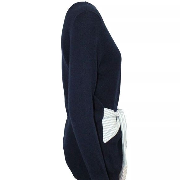 Sandro Suzanne Cashmere Wool Blend Waist Tie Navy Sweater - Picture 7 of 9